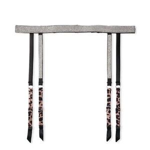 Victoria’s Secret Very Sexy Shine Strap Black And Leopard Print Garter Belt NWT